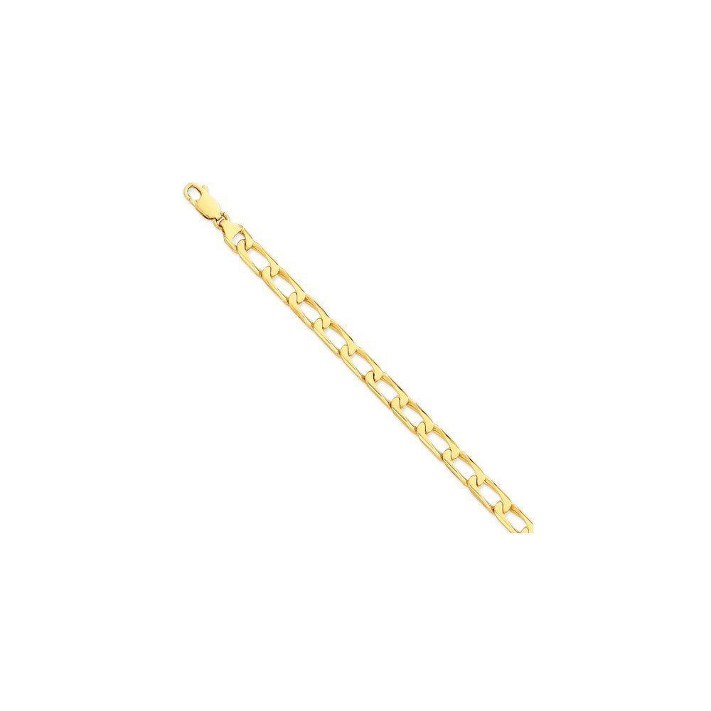 14K 8 Inch 8.5Mm Hand Polished Fancy Open Link With Lobster Clasp Bracelet