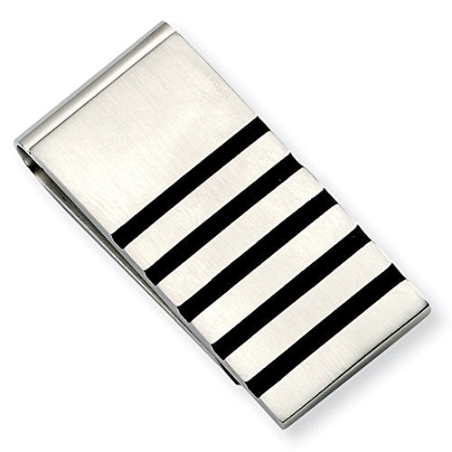 Chisel Stainless Steel Brushed Black Rubber Accents Money Clip
