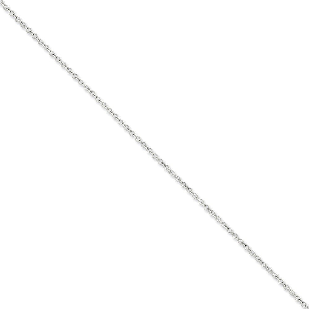 14K White Gold 24 Inch 2.4Mm Round Open Link Cable With Lobster Clasp Chain