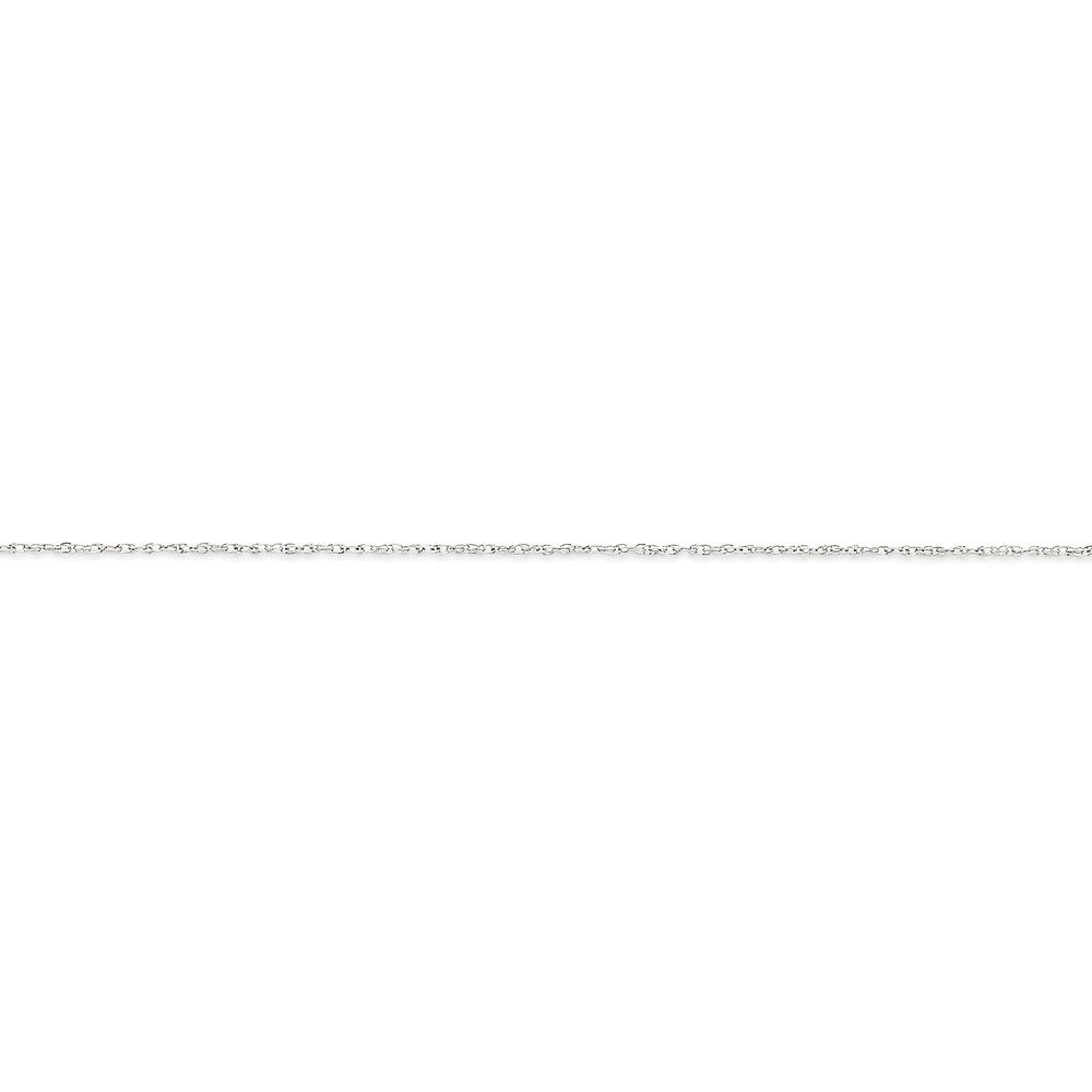 14K White Gold 20 Inch .8Mm Light Baby Rope With Spring Ring Clasp Chain