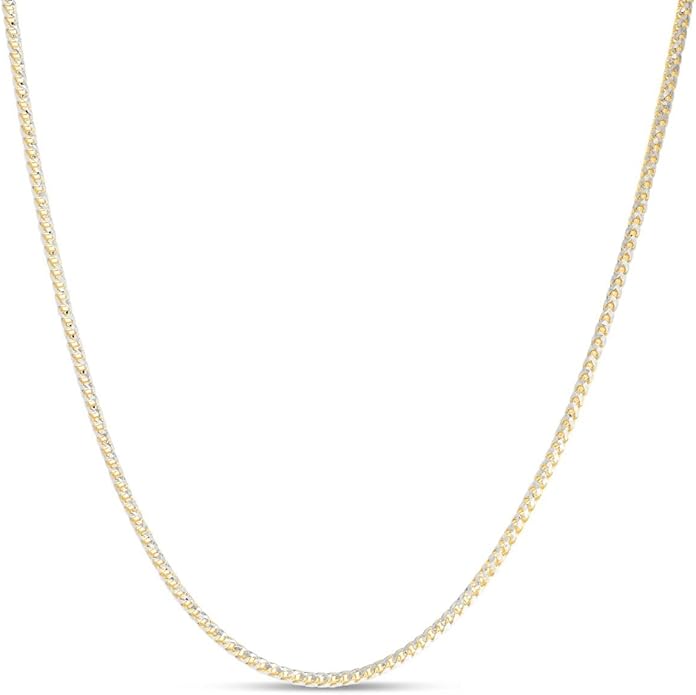 10kt Solid Yellow Gold Two Tone Diamond Cut Franco Chain