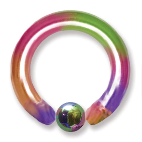 10G (2.6Mm) 1/2 (13Mm) Long W/ 5Mm Ball Rainbow (Zr-Ds09) 10G (2.6Mm) 1