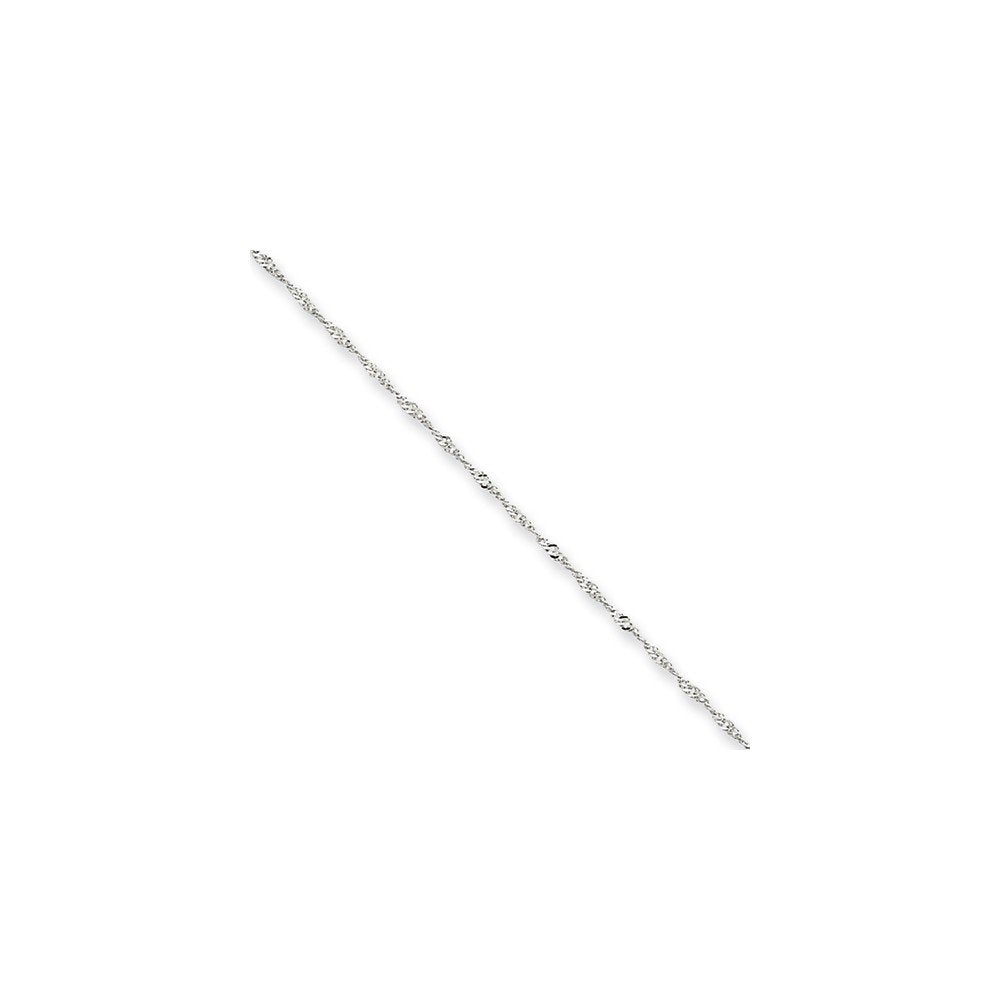 14K White Gold 20 Inch 1Mm Singapore With Spring Ring Clasp Chain