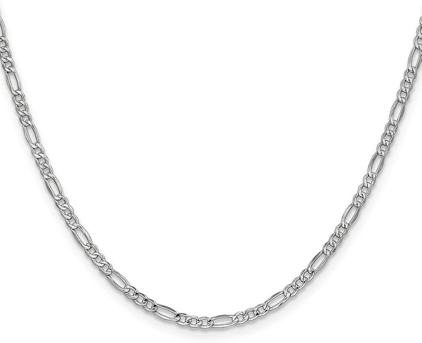 14k White Gold Semi-Solid Figaro Chain
