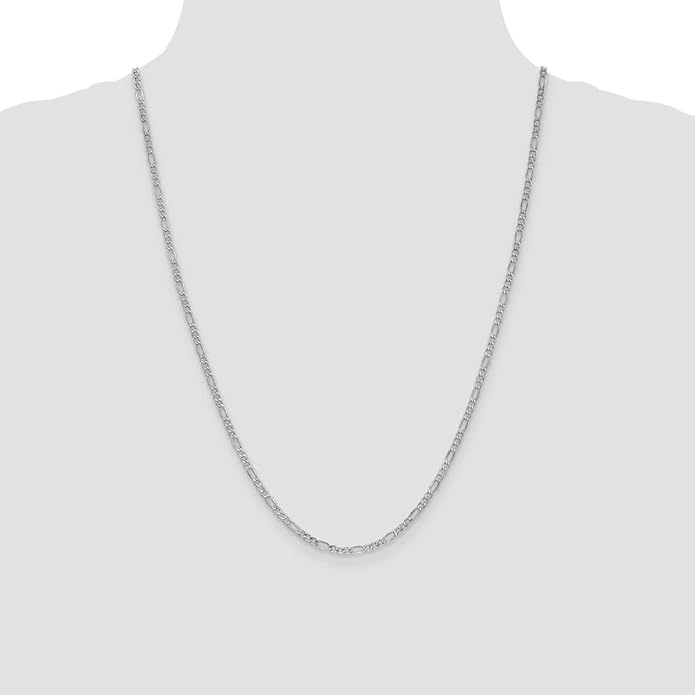 14k White Gold Semi-Solid Figaro Chain