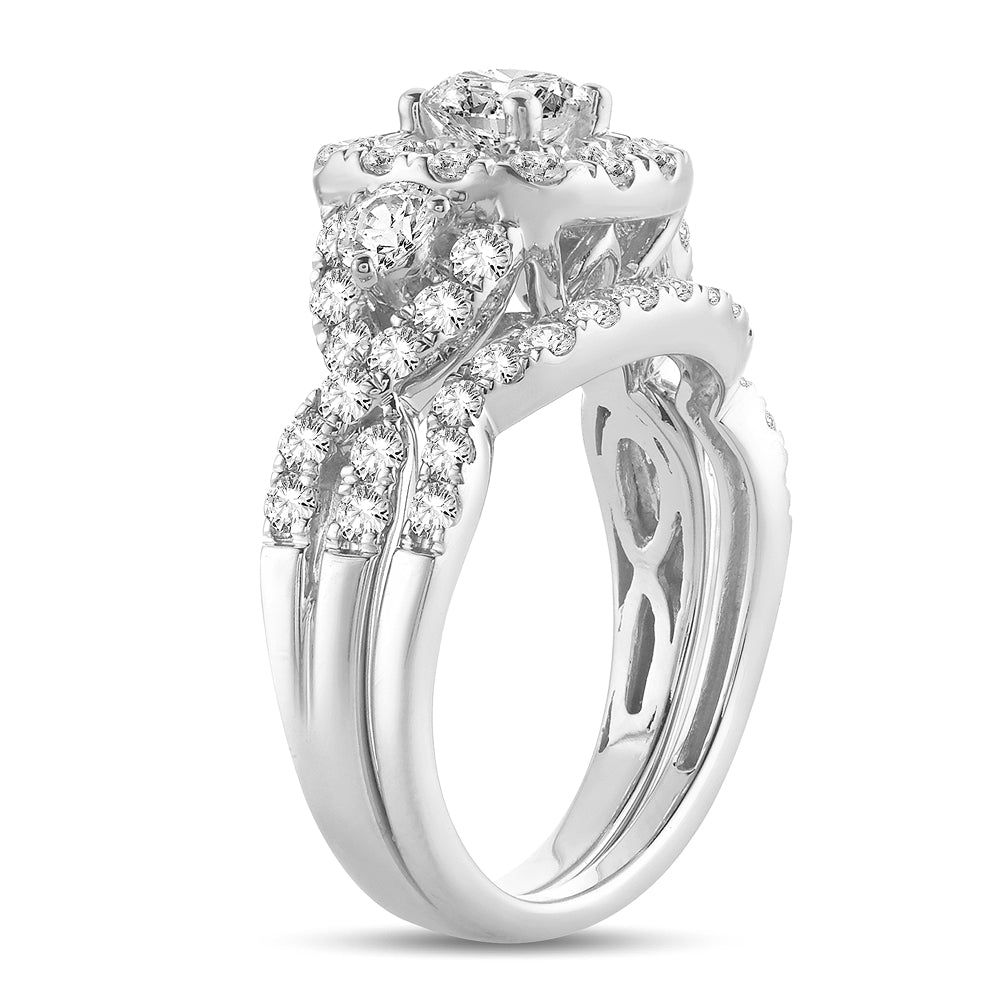 14K White Gold Exquisite 2.00Ct Diamond Bridal Ring