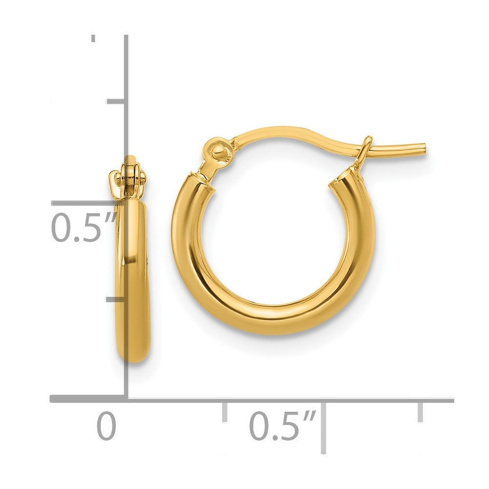 14K 2x12mm Polished Hoop Earrings
