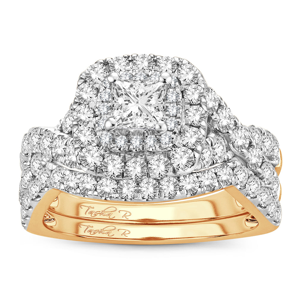 14K Yellow Gold Dazzling 2.00Ct Diamond Bridal Ring