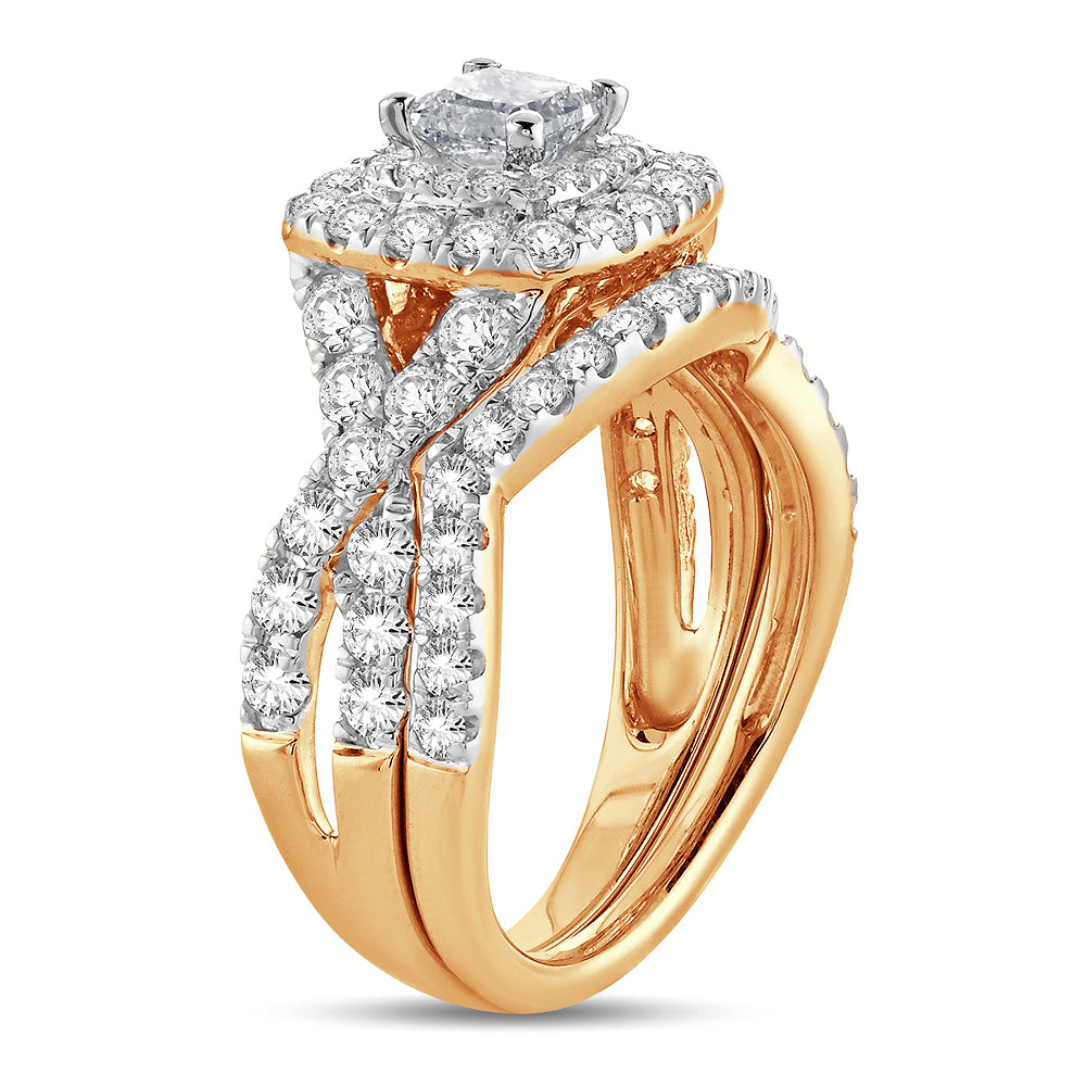 14K Yellow Gold Dazzling 2.00Ct Diamond Bridal Ring