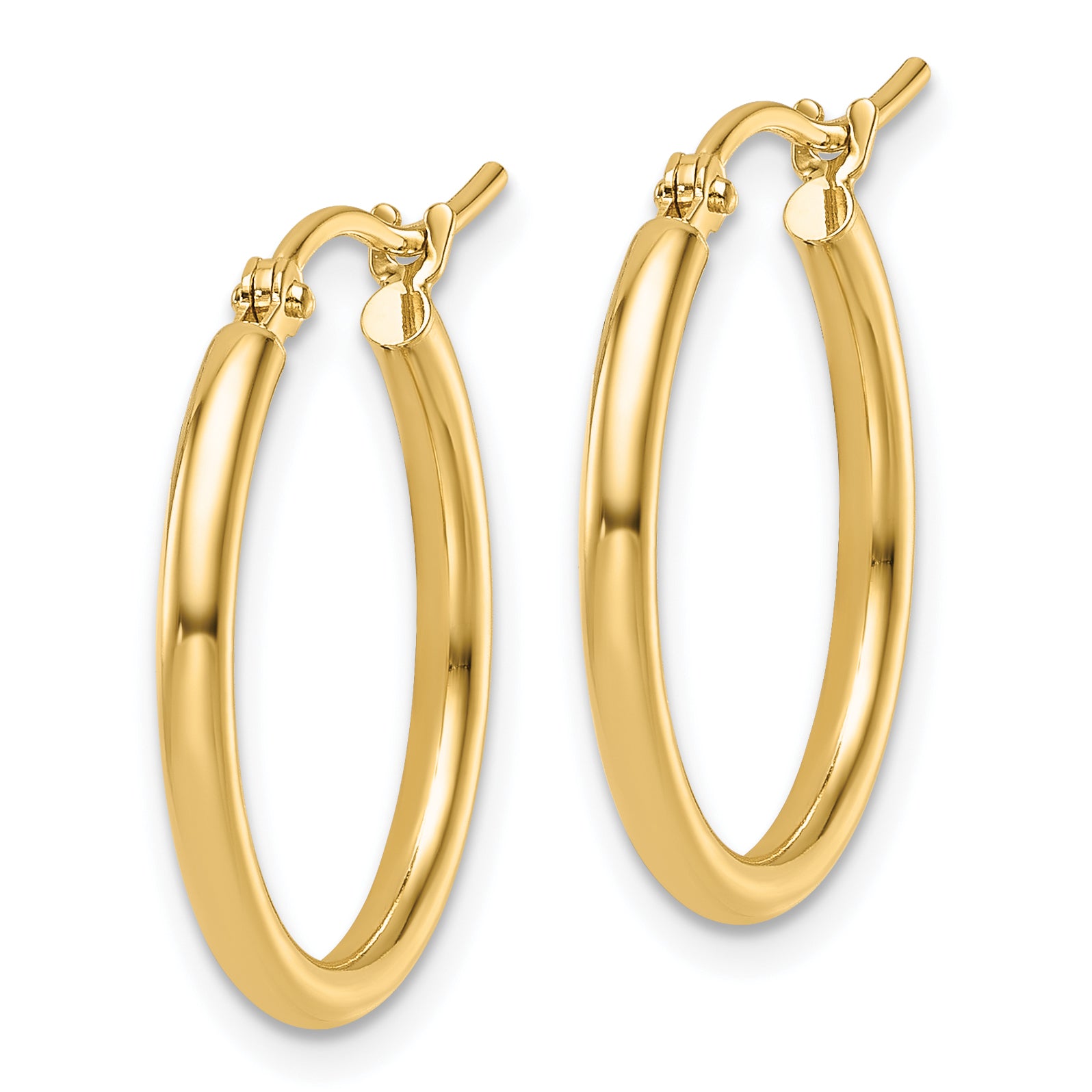 14K 2x20mm Polished Hoop Earrings