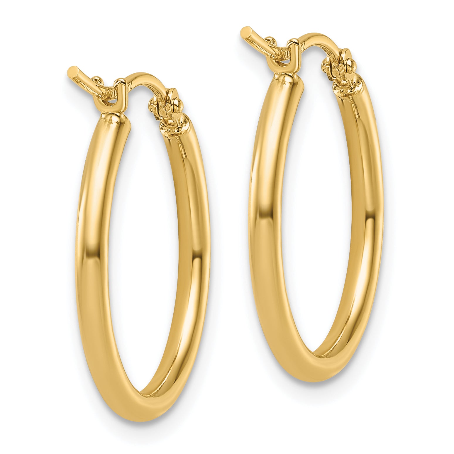 14K 2x20mm Polished Hoop Earrings