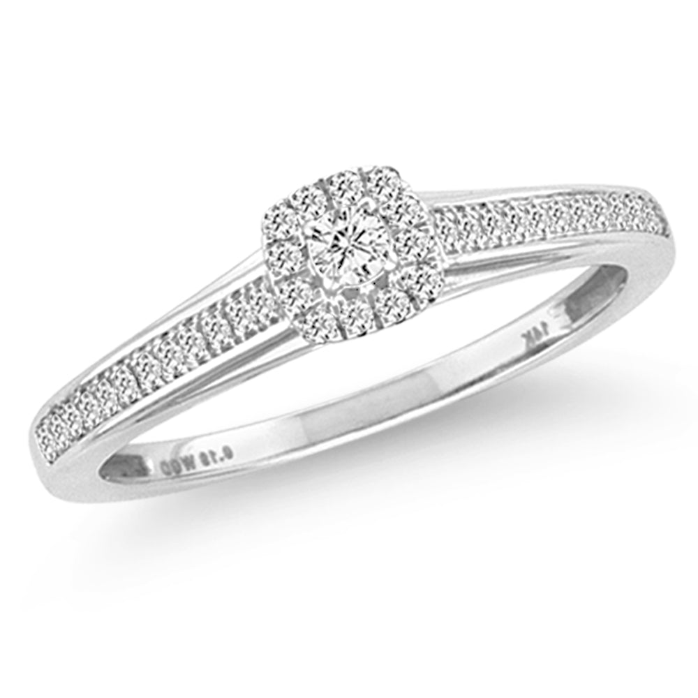 14K White Gold Magnifcnet 0.19Ct Diamond Ring