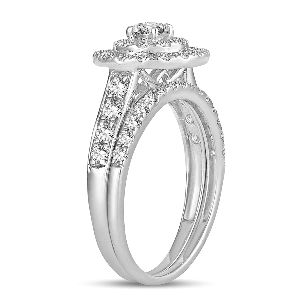 14K White Gold Magnifcnet 1.00Ct Diamond Bridal Ring