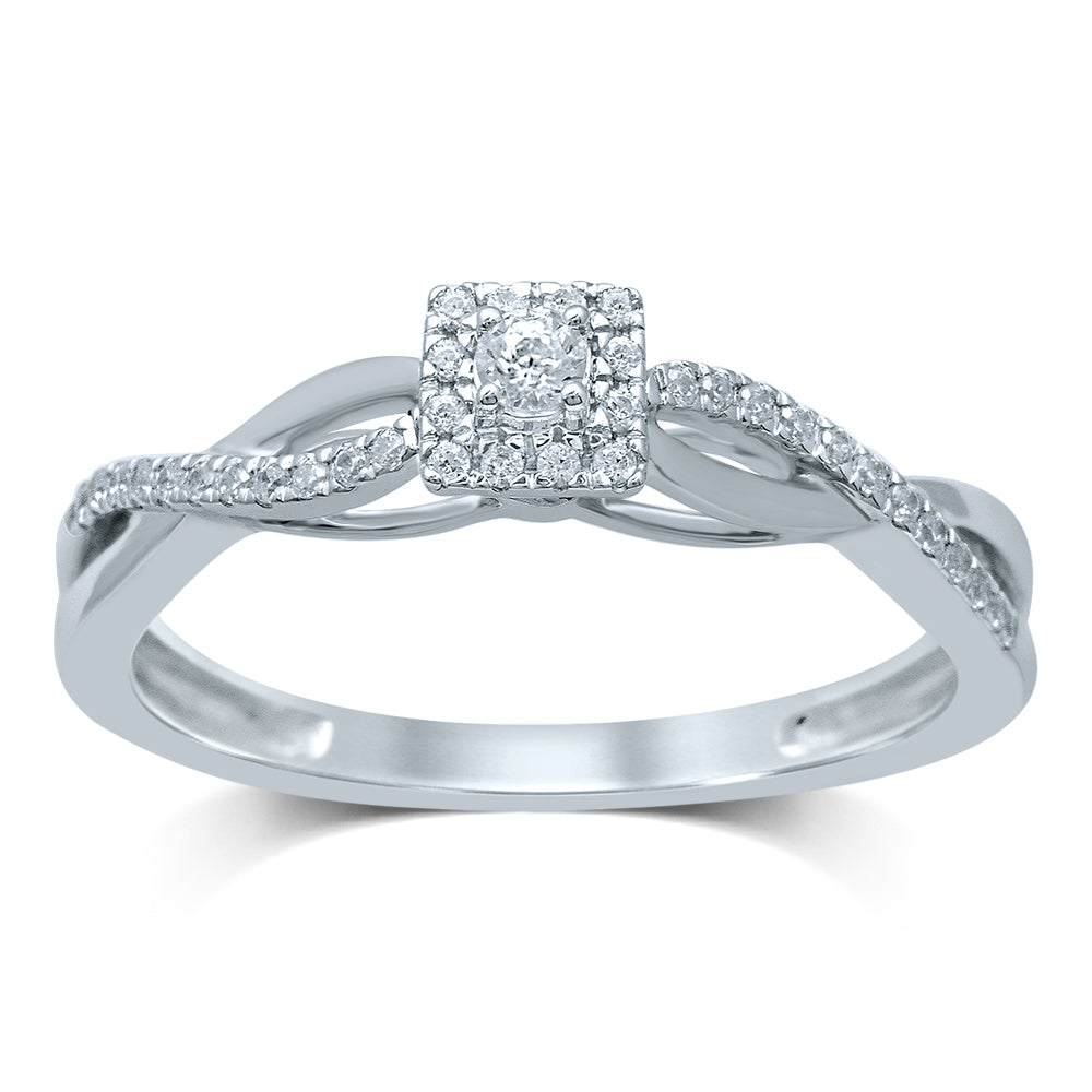 14K White Gold Dazzling 0.20Ct Diamond Ring