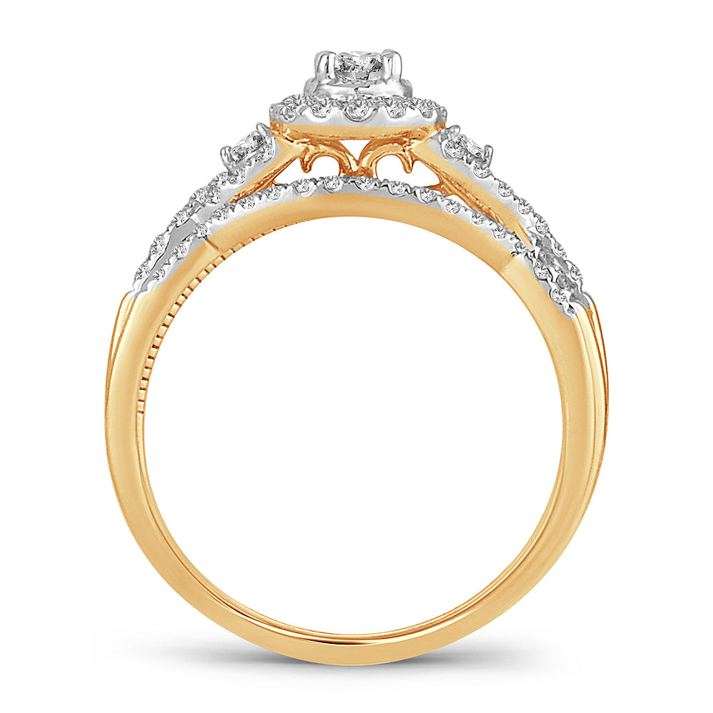 14K Yellow Gold Dazzling 0.50Ct Diamond Bridal Ring