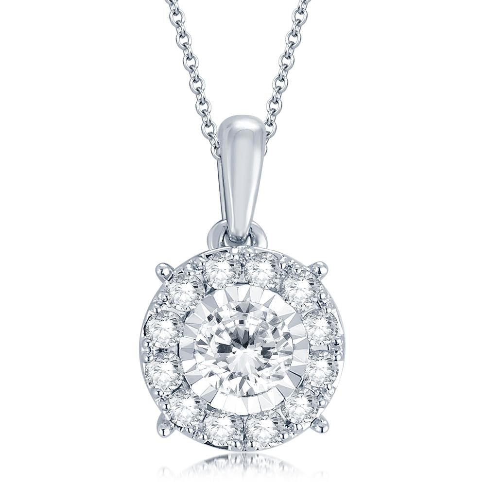 14K White Gold Exquisite 0.50Ct Diamond Pendant