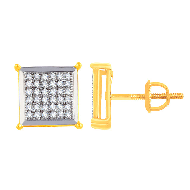 10K Yellow Yellow Gold Earring With 0.25 Ct Round Micr Pave Diamonds