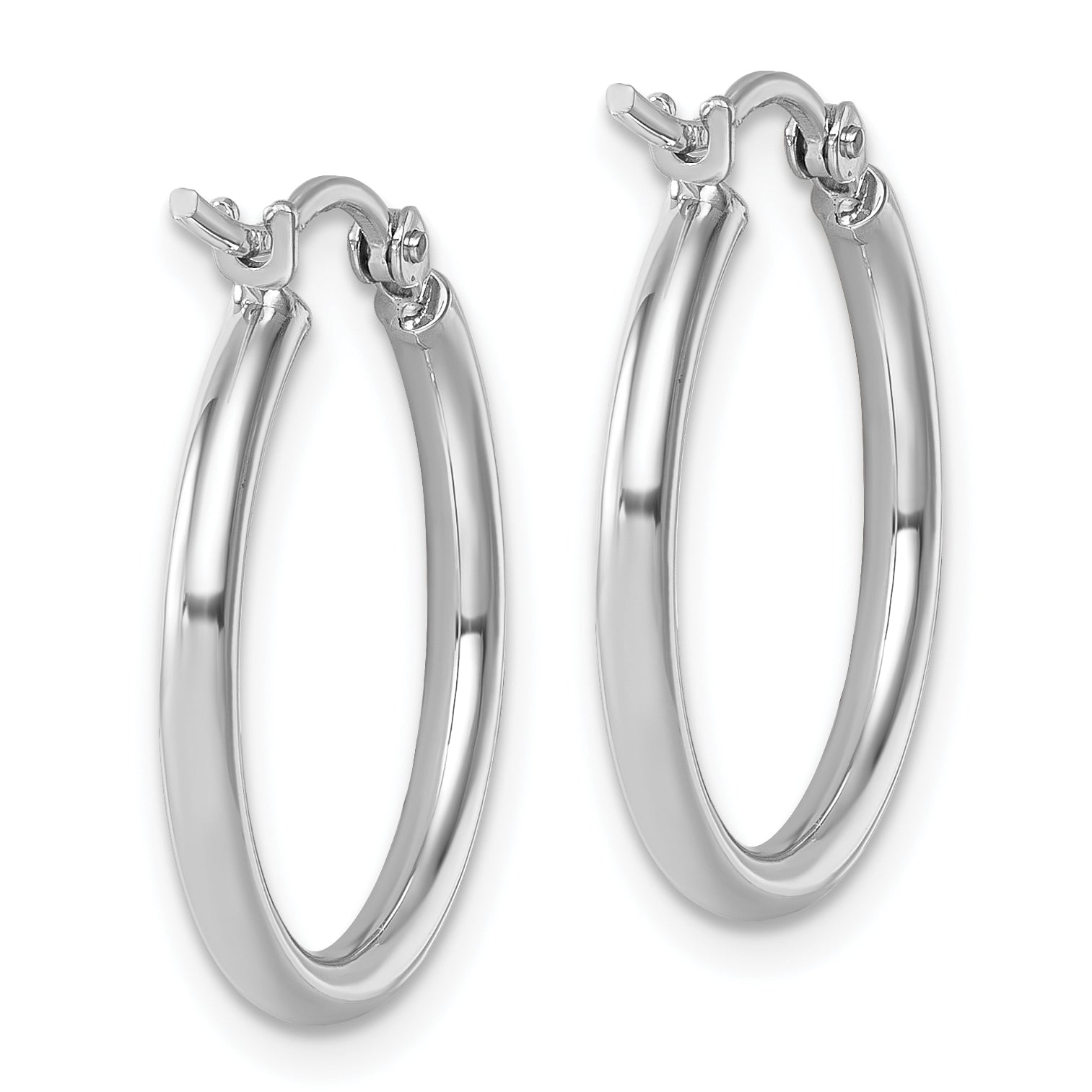 14K White Gold 2x20mm Polished Hoop Earrings