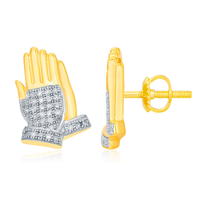 10K Yellowspl Price: 0.18Ct D-Micropave Earrings Praying Handsl