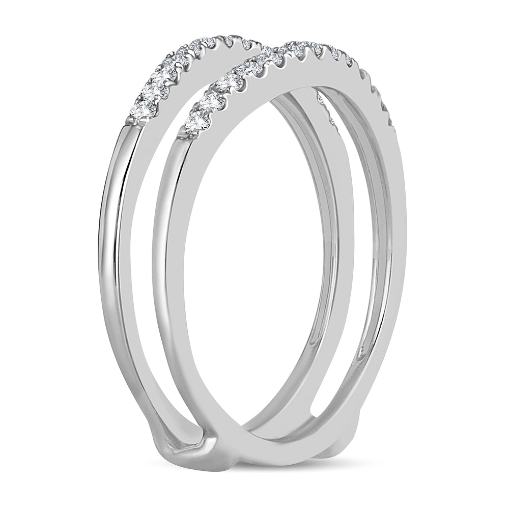 14K White Gold Magnifcnet 0.26Ct Diamond Ring Guard