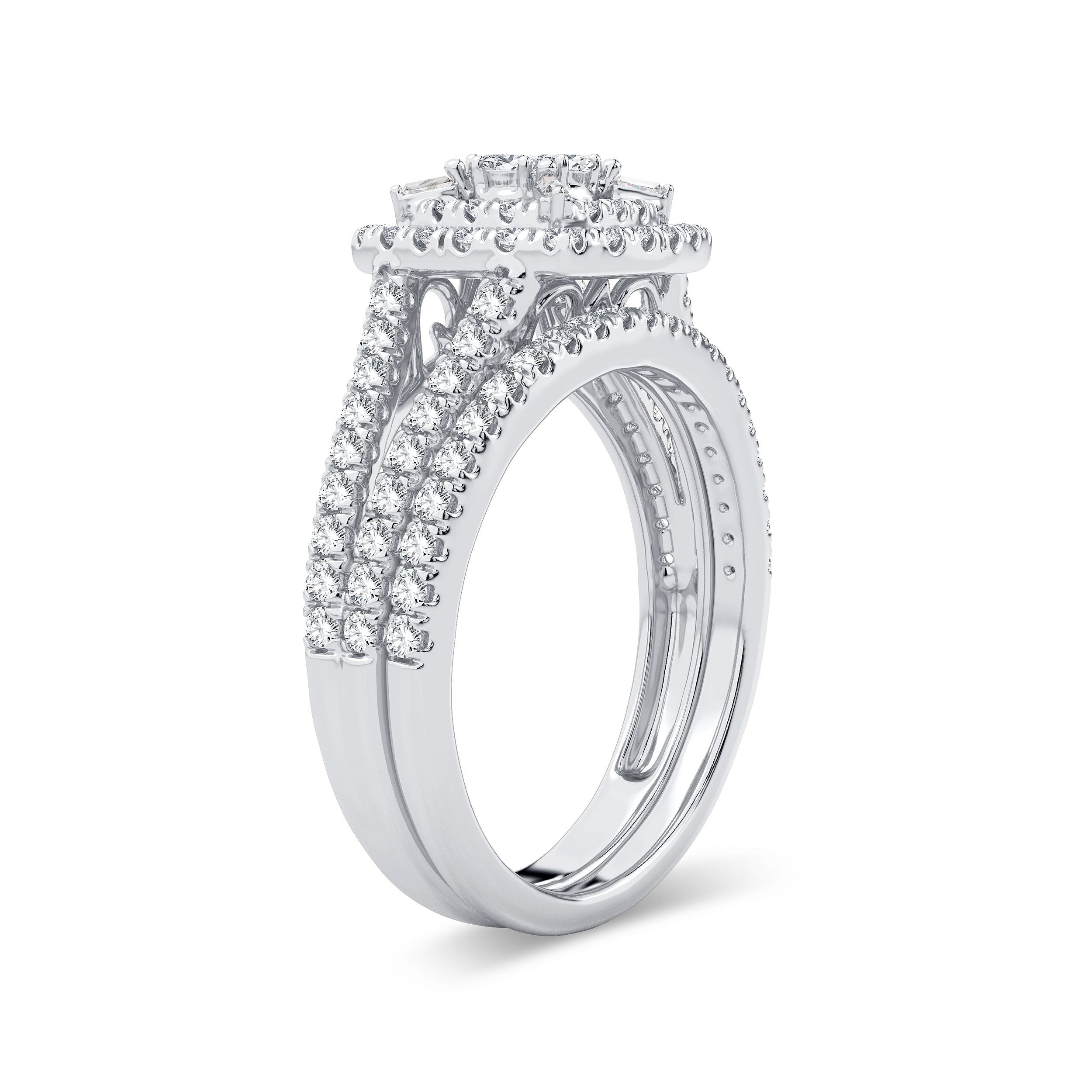 14K White Gold Exquisite 0.75Ct Diamond Bridal Ring