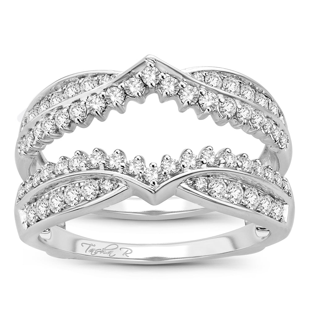 14K White Gold Beautiful 0.75Ct Diamond Ring Guard