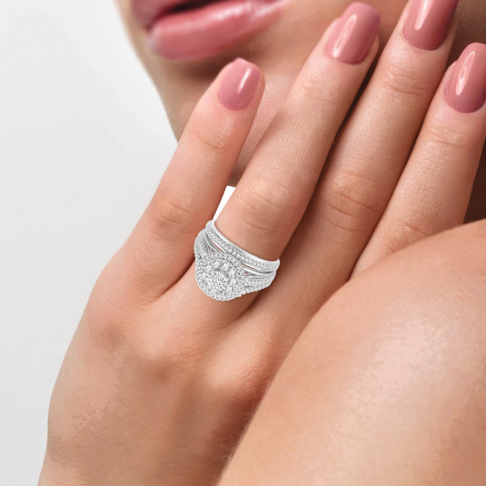 14K White Gold Dazzling 1.10Ct Diamond Ring