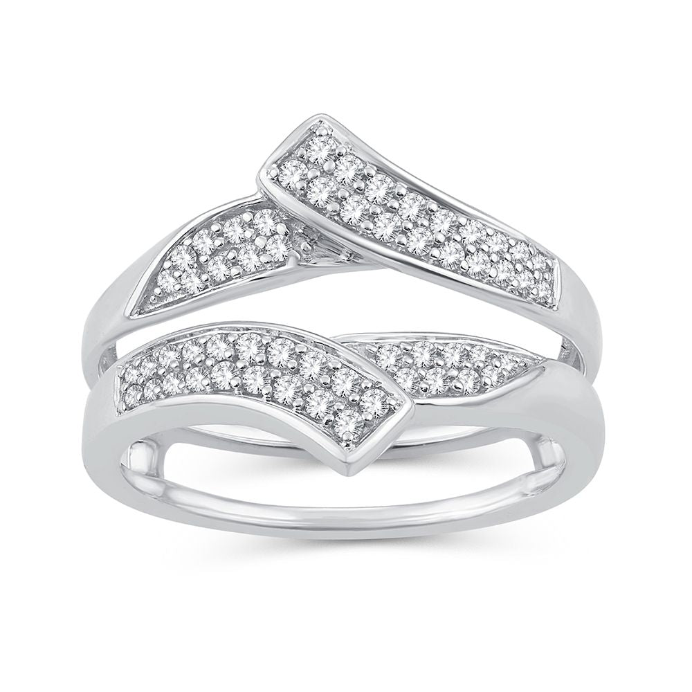 14K White Gold Exquisite 0.33Ct Diamond Ring Guard