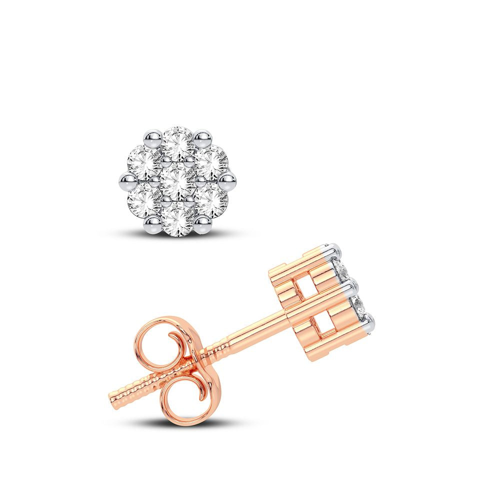 14K Rose Gold Dazzling 0.09Ct Diamond Earring