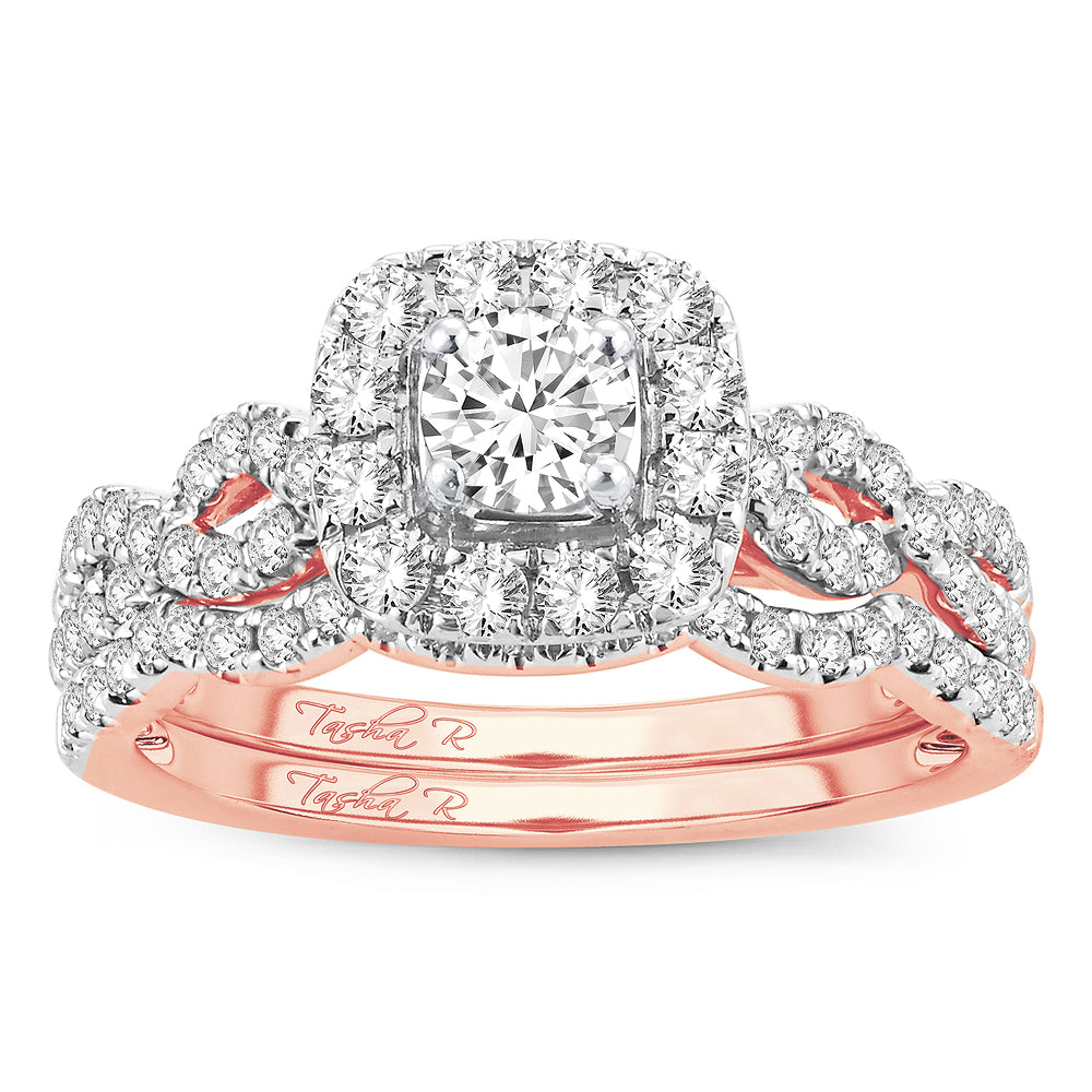 14K Rose Gold Exquisite 1.00Ct Diamond Bridal Ring