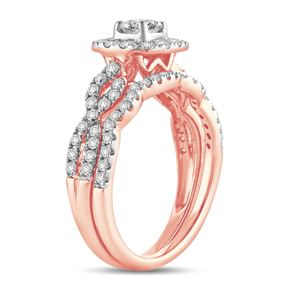 14K Rose Gold Exquisite 1.00Ct Diamond Bridal Ring