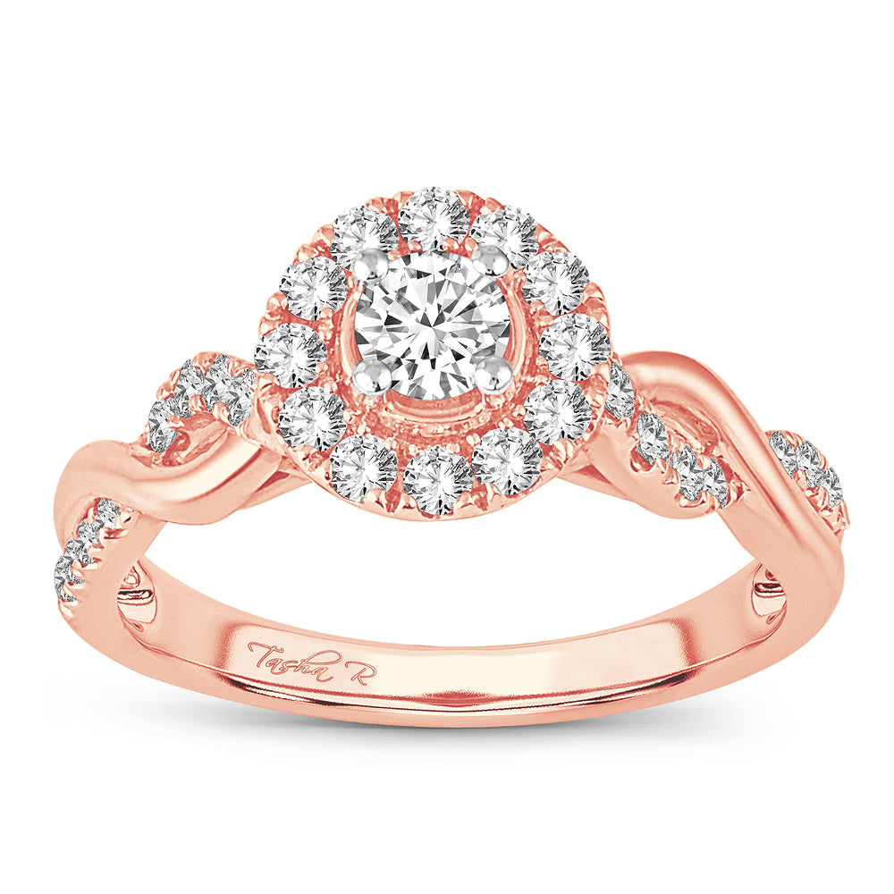 14K Rose Gold Exquisite 0.64Ct Diamond Ring