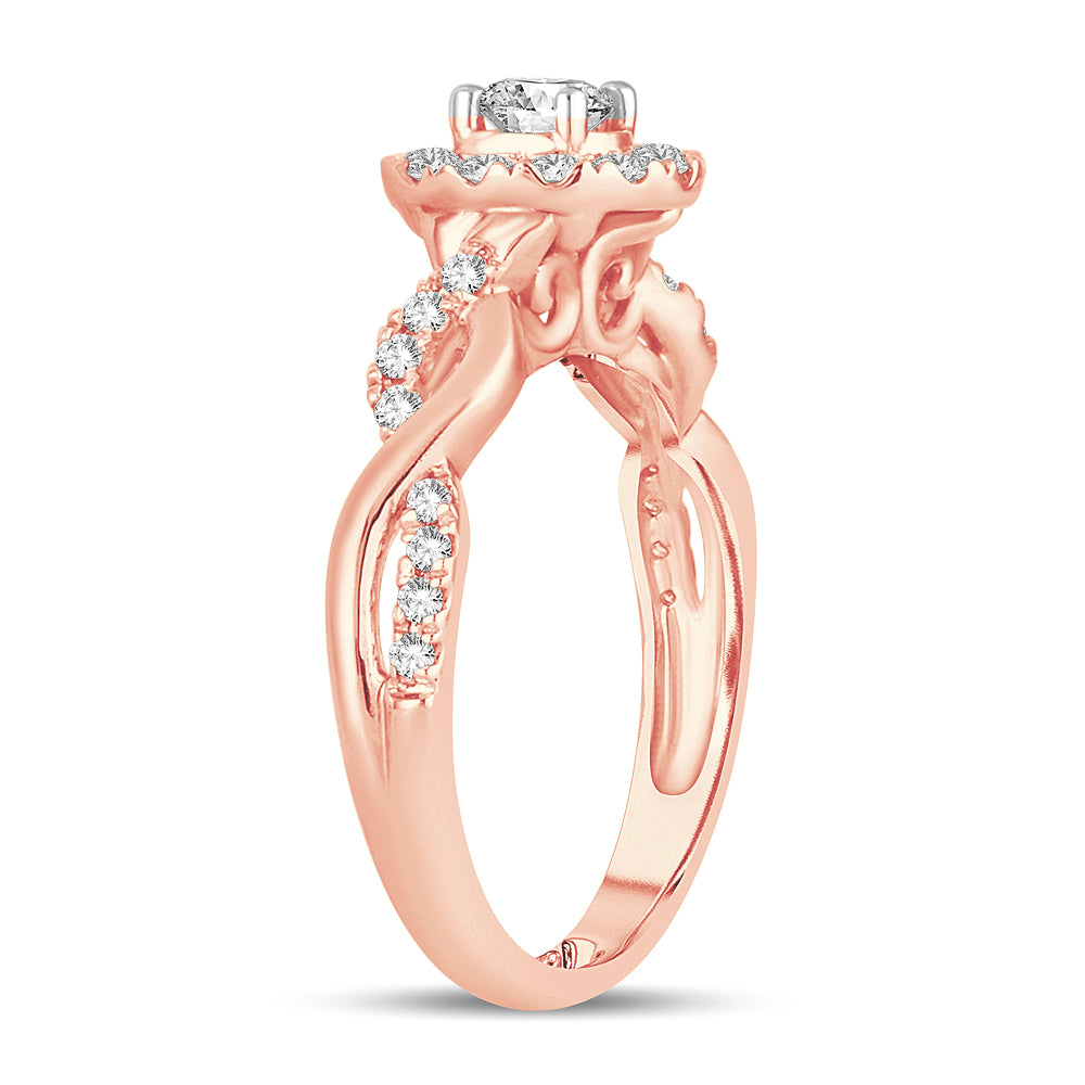 14K Rose Gold Exquisite 0.64Ct Diamond Ring