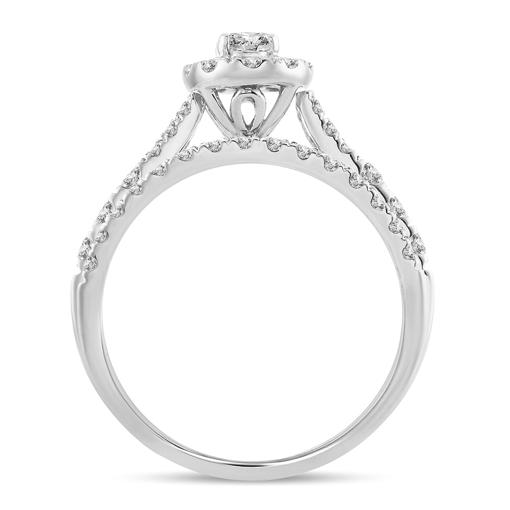 14K White Gold Elegant 1.00Ct Fancy Cut Bridal Ring
