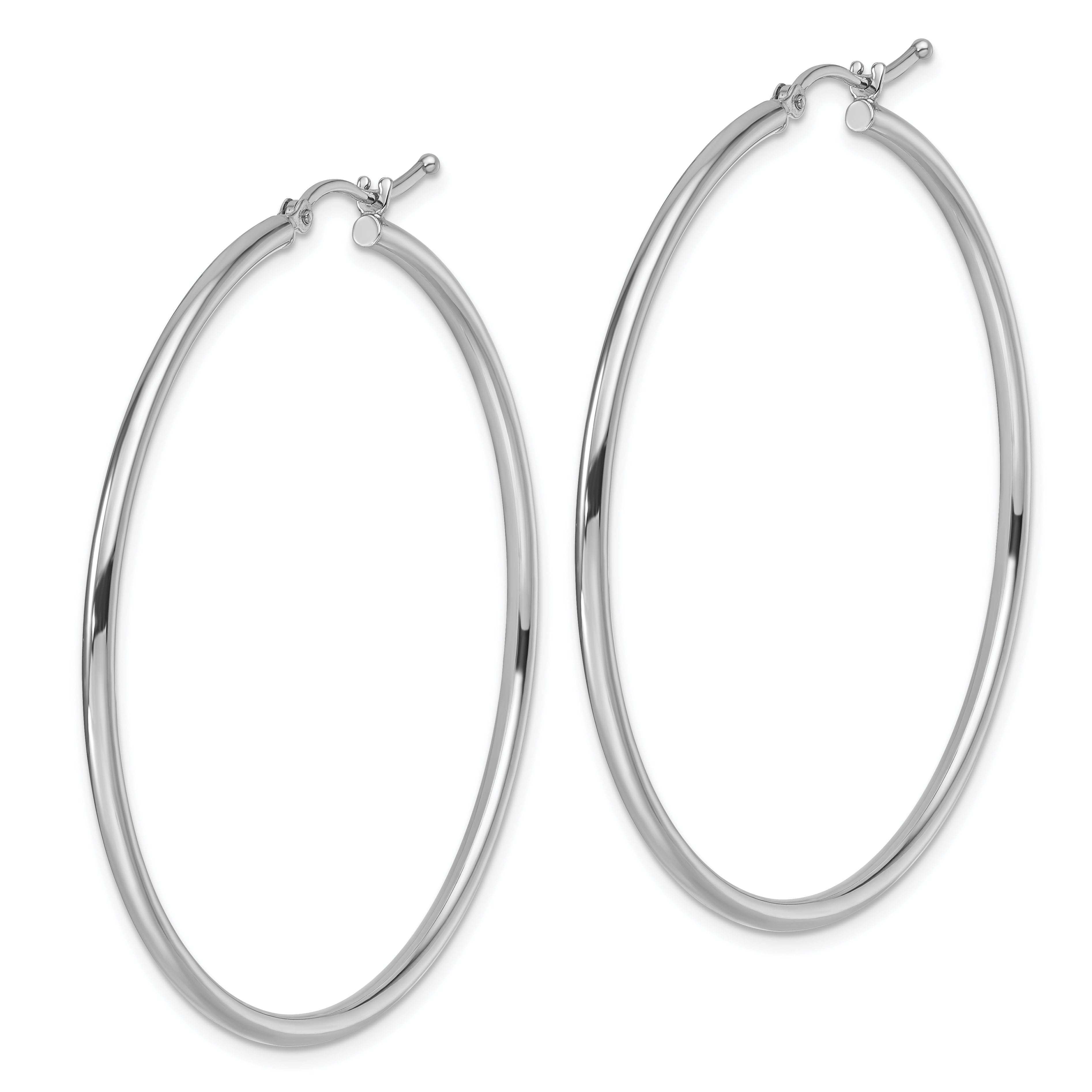 14K White Gold Polished Hoop Earrings