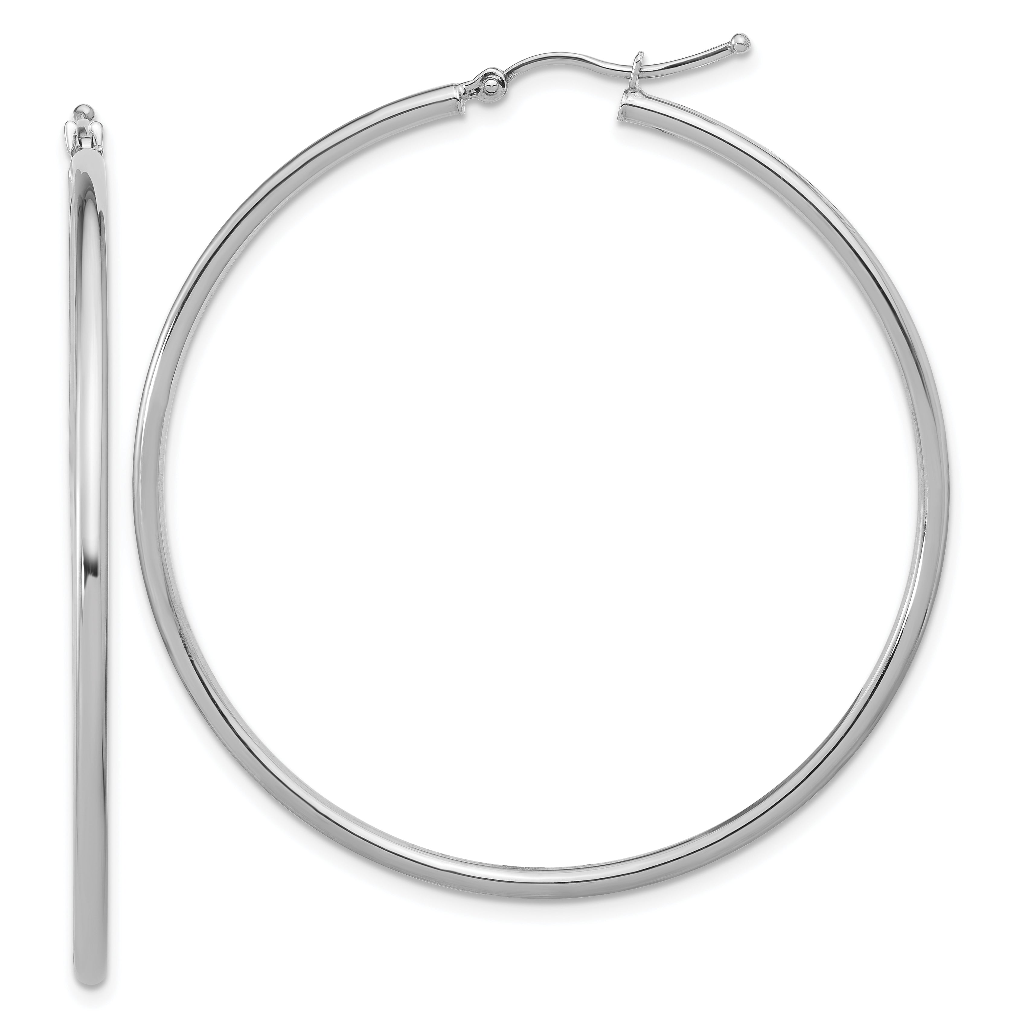 14K White Gold Polished Hoop Earrings