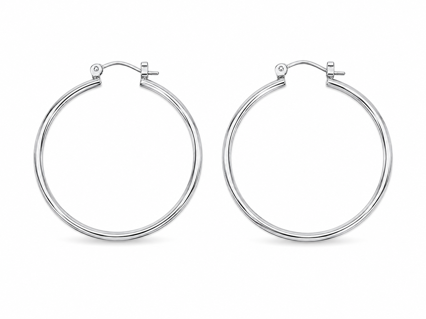 Stainless Steel White Simple Swirly Hoop Earrings