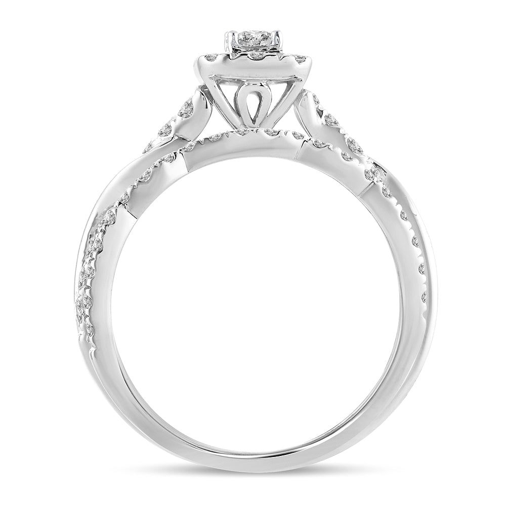 14K White Gold Dazzling 1.00Ct Fancy Cut Bridal Ring