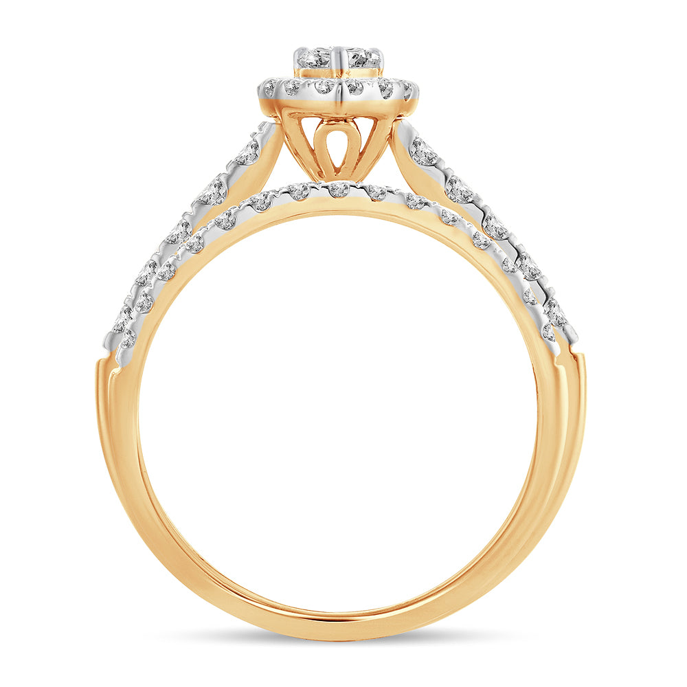 14K Yellow Gold Beautiful 1.00Ct Diamond Bridal Ring
