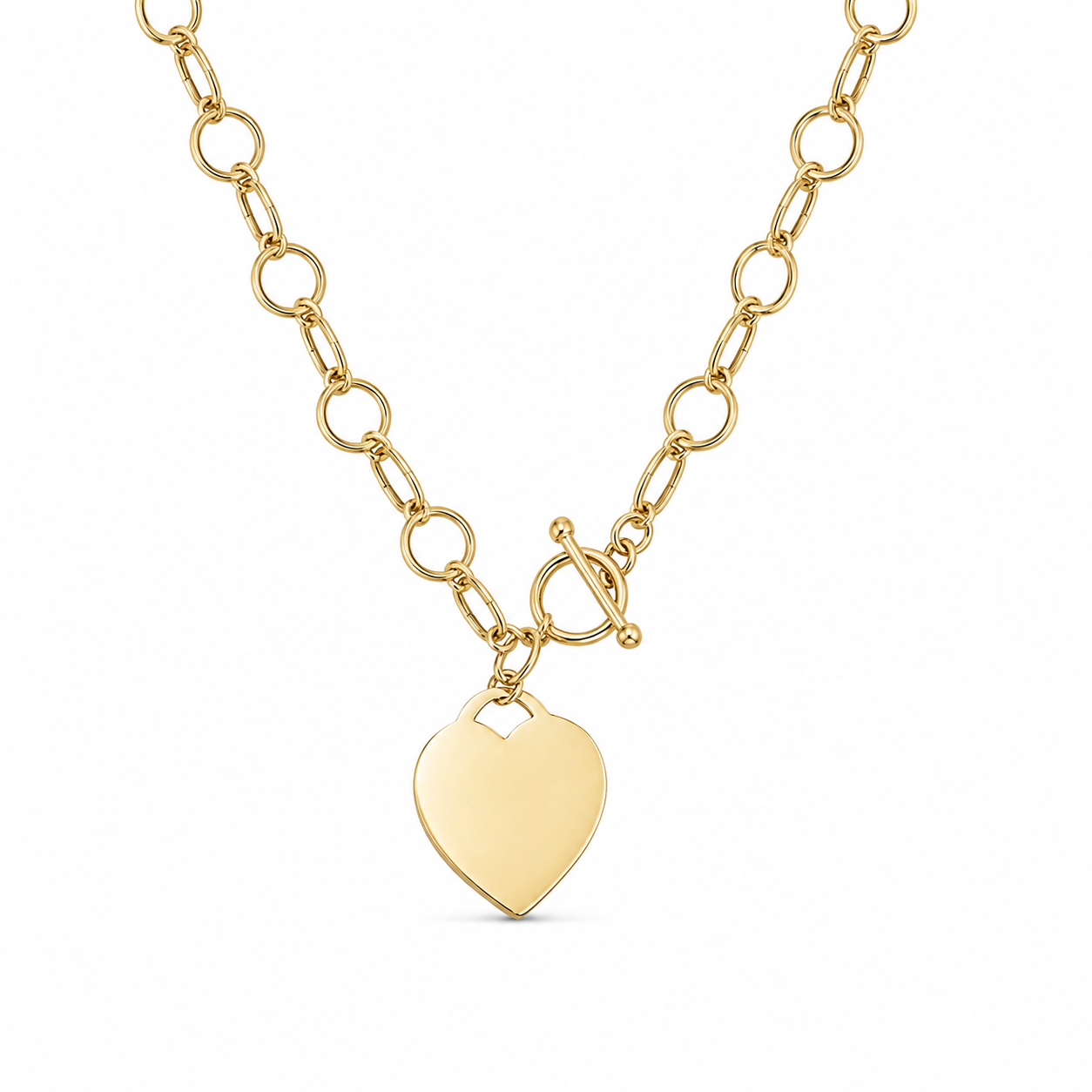 14KT Hollow Yellow Gold Heart Necklace