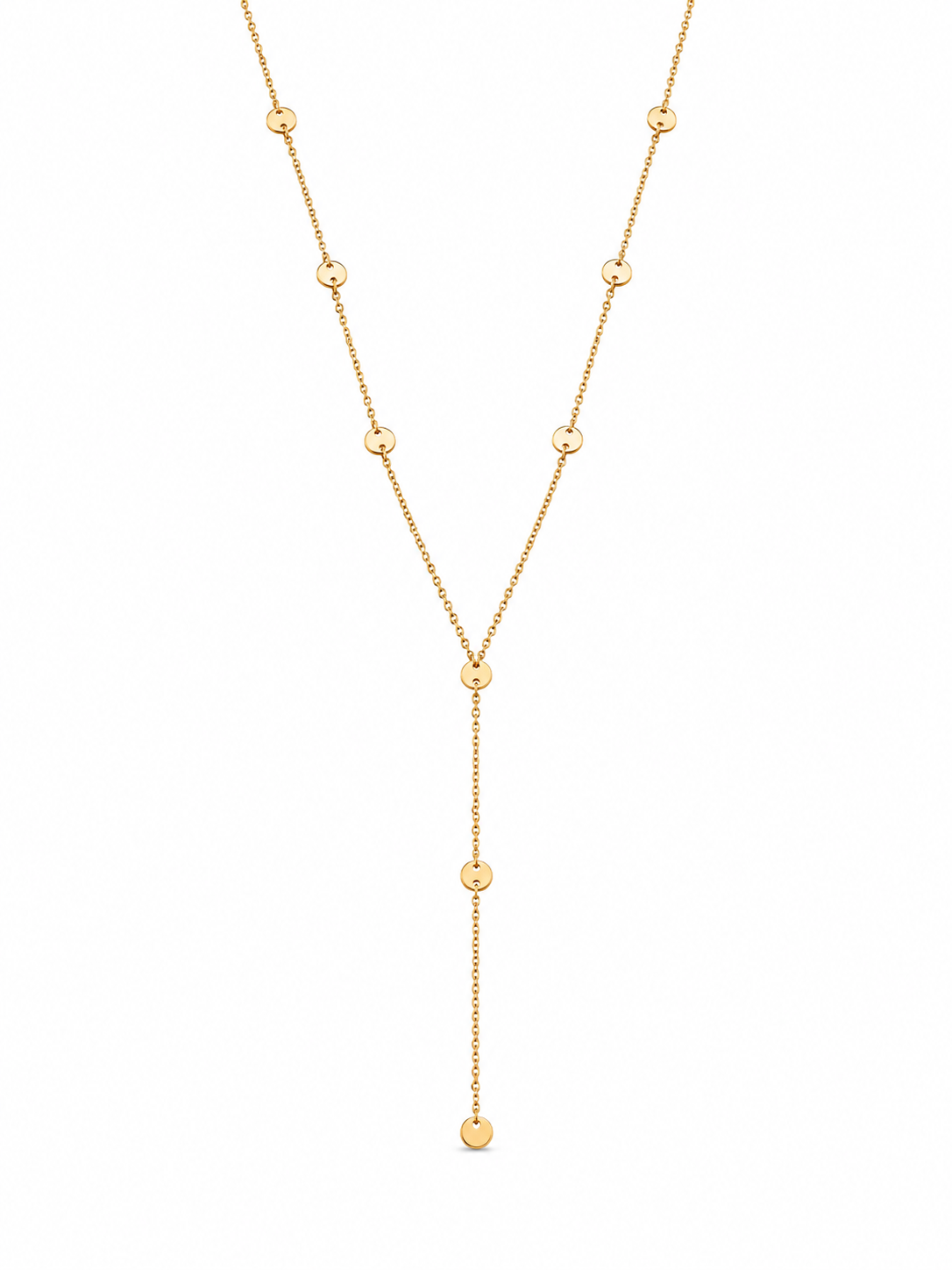 14KT Yellow Gold Circle Disc Dangle Necklace