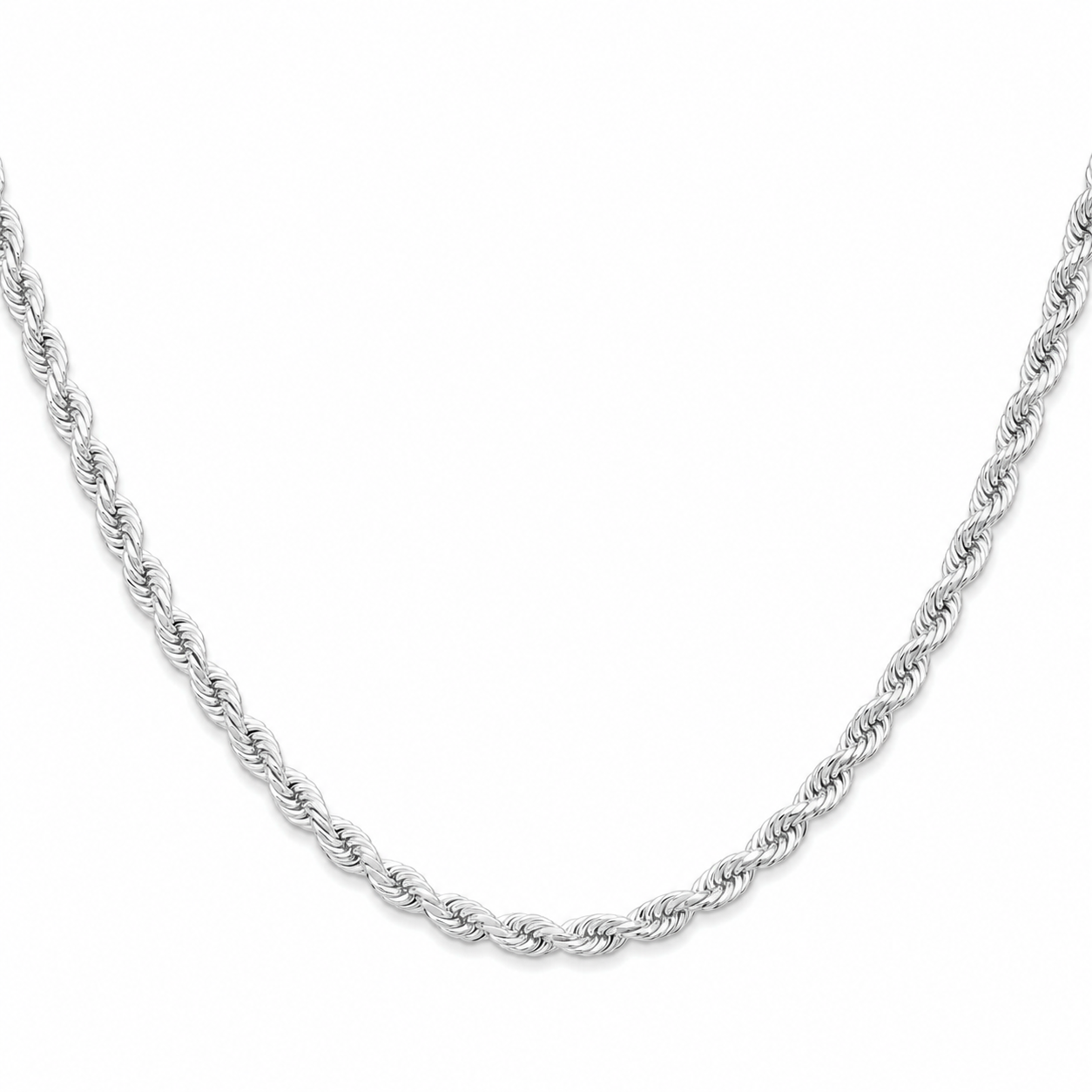 925 Sterling Silver Solid White 3MM Rope Link Chain