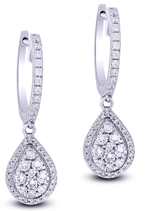 14K White Gold Dazzling 0.97Ct Diamond Earrings