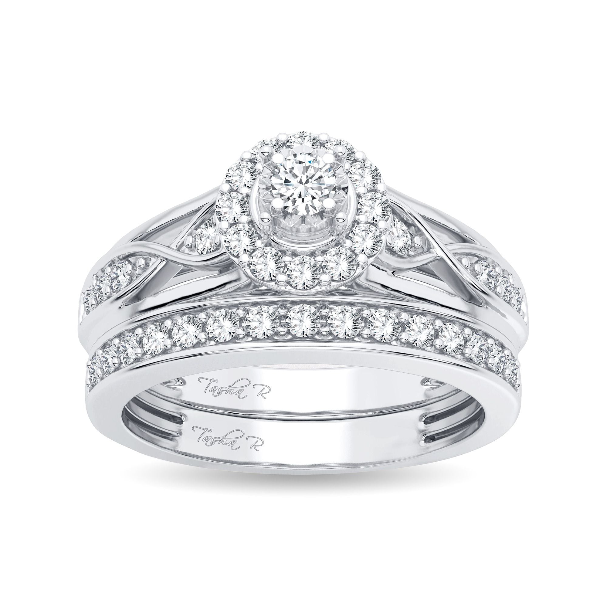 14K White Gold Dazzling 0.54Ct Diamond Bridal Ring