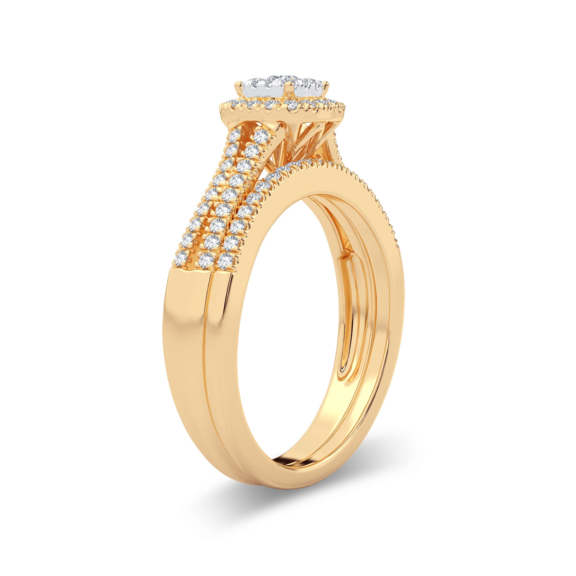 14K Yellow Gold Exquisite 0.38Ct Diamond Bridal Ring
