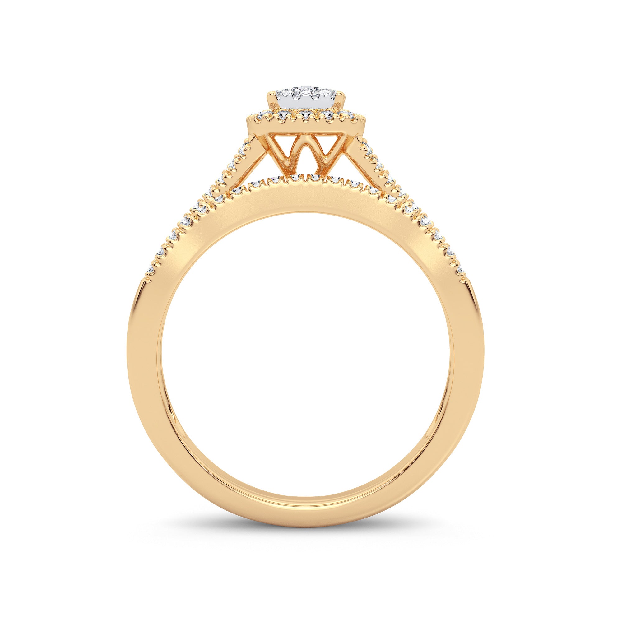 14K Yellow Gold Exquisite 0.38Ct Diamond Bridal Ring