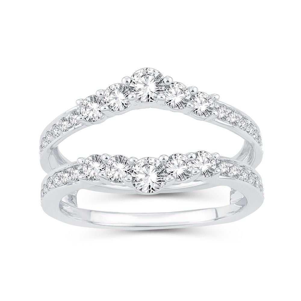 14K White Gold Exquisite 1.00Ct Diamond Ring Guard