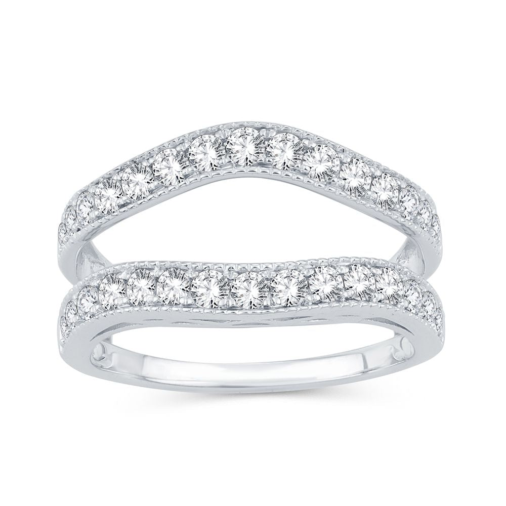 14K White Gold Beautiful 1.00Ct Diamond Ring Guard