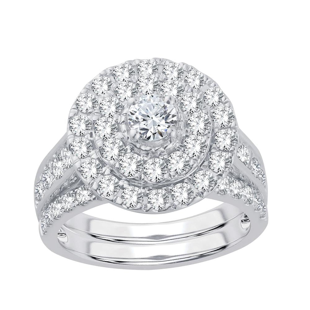 14K White Gold Exquisite 1.98Ct Diamond Bridal Ring