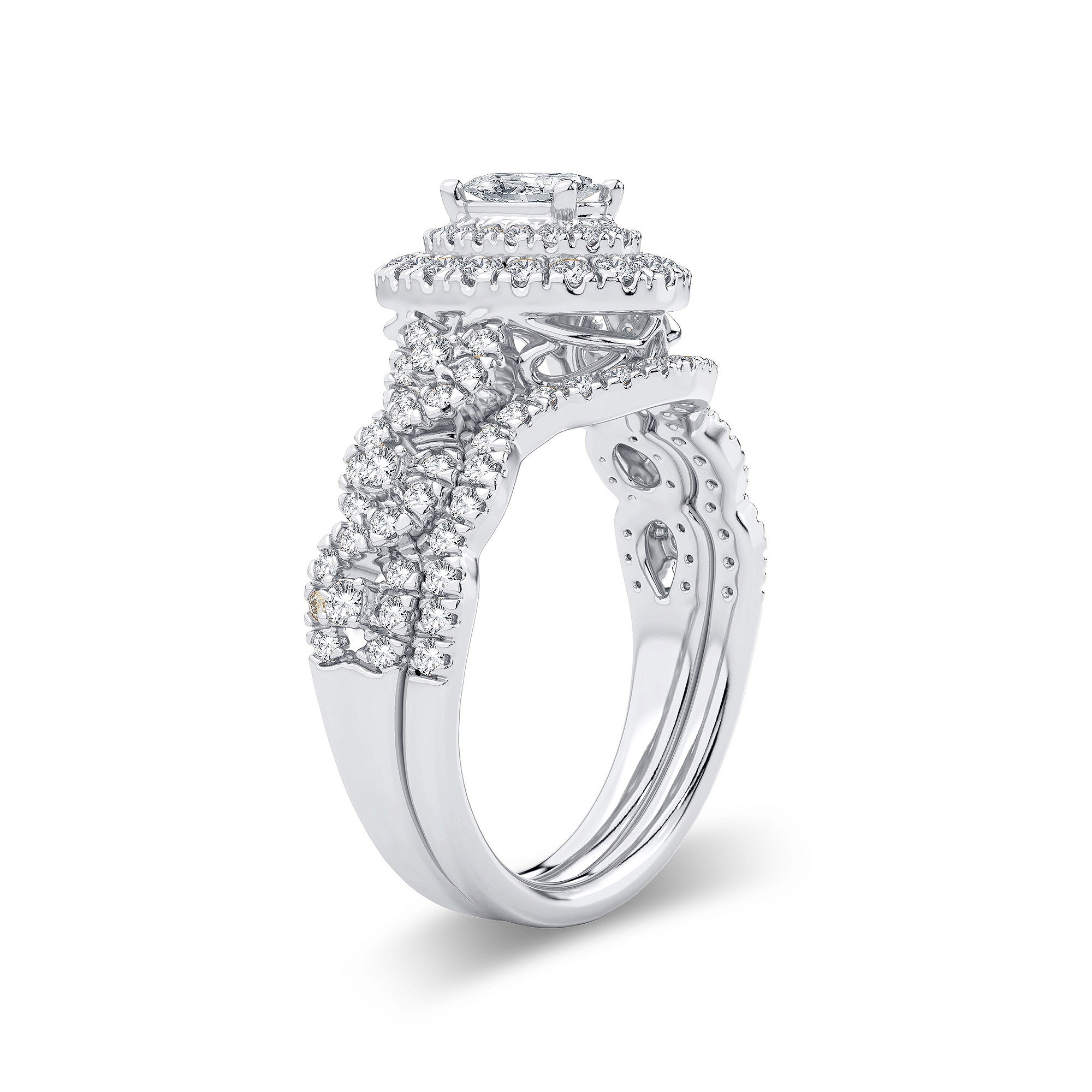 14K White Gold Gorgeous 1.00Ct Diamond Bridal Ring